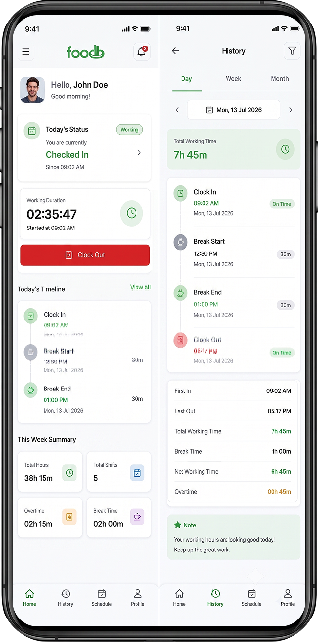 FoodB clock-in system